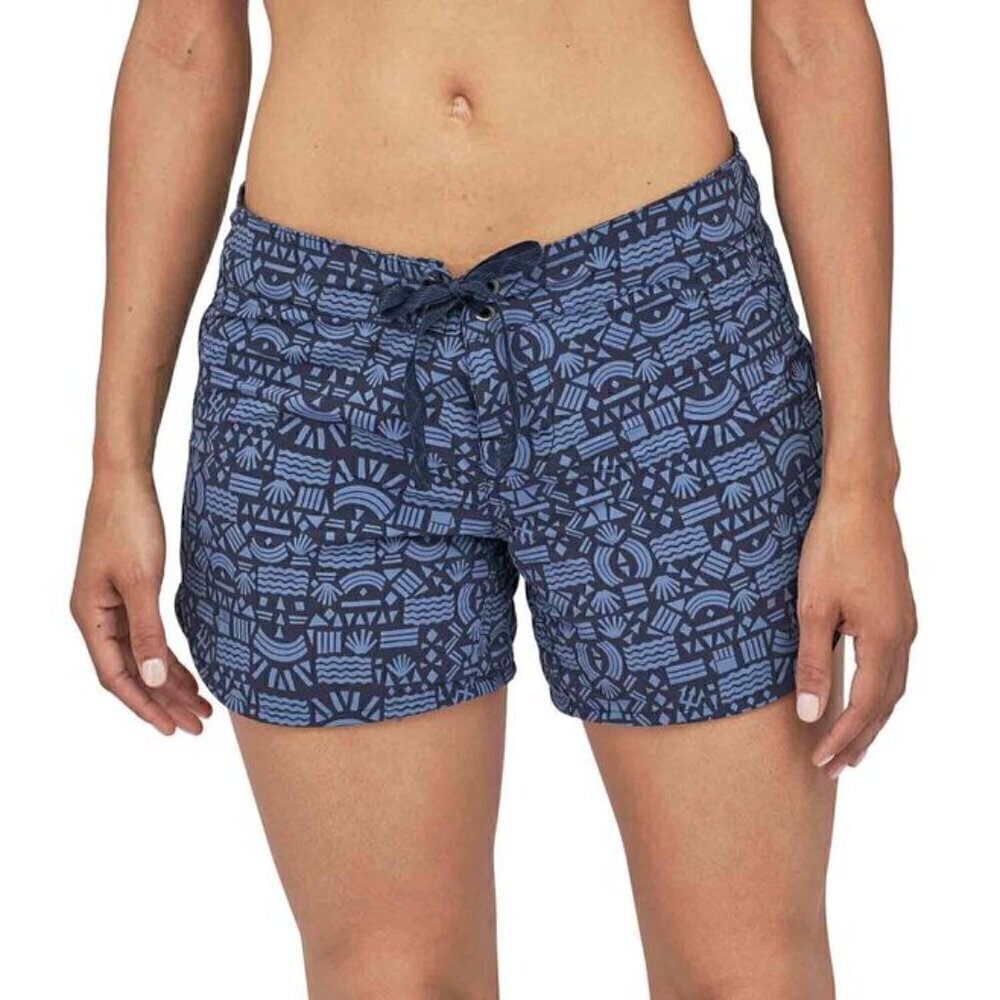 Patagonia Women's Protected Peaks/Navy Blue Wavefarer Board Shorts